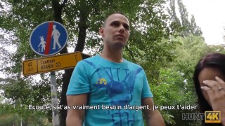 HUNT4K Semental enojado por dinero permite al cazador follar a su esbelta novia