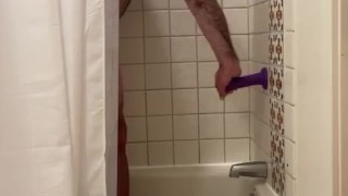 Shower for daddy bear leads to dildo pleasure (Pt. 1)