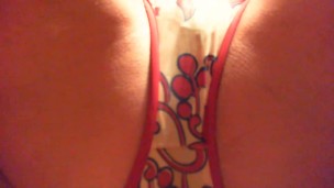 Fully wet red panties over your face lick them all!