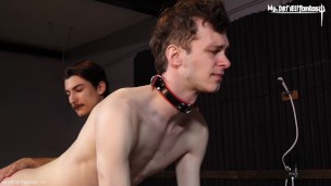 Hot Master fucks and Fists Submissive twink Slave And Piss On Him When He Cums!