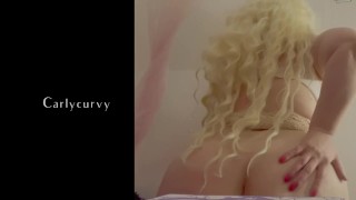 Blonde Carlycurvy playing with body and getting wet while doing art! 