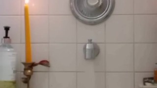 Curvy Goth girl takes a bath