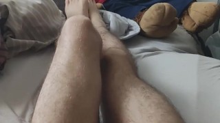 Very skinny blonde shows off his skinny body, legs and feet
