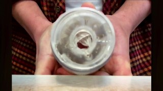 Bator Desk Dump - Groaning verbal creampie in a very slutty Fleshlight cunt