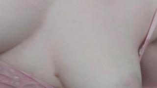 Milf doing massage for lactating tits close to camera