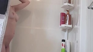 Petite Blonde blows husband then get railed in shower