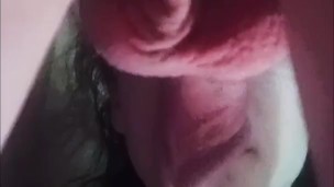 My cute pet pleasure me under the table by sucking my big cock and getting wet when I cum in mouth