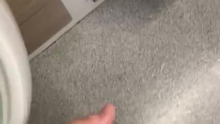 Playing with myself in the public toilets with big cumshot 