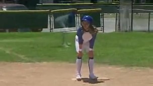 Little April Plays With Herself After A Game Of Baseball