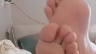 Male feet in the morning