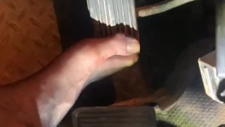 Cute sissy goes for a drive with black stockings 