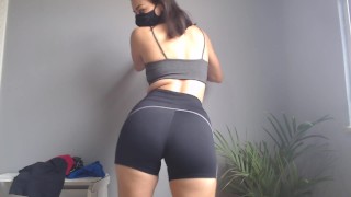 Experimentando roupa de academia - Only fans conteúdos sem máscara: @esposaheyya