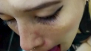 POV Beautiful Goth Girl Gives Her Boyfriend A Deepthroat blowjob And Wants All The Cum In Her Mouth