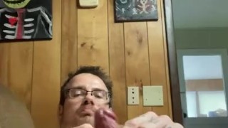 Jerking off - dick flopping- moaning cumshot