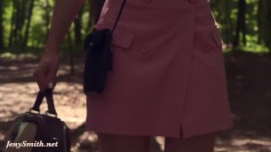 A Not Planned Date. Jeny Smith walking with stranger with mini skirt and no panties