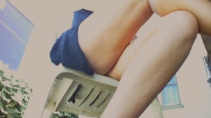 A beautiful giantess makes you spy on her big feet in the garden spying on her all the time!