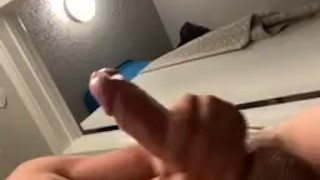Sexy solo male cumshot while moaning