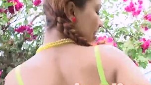 Serena 18 is outdoors with her boobs exposed