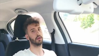 Jerking off my huge cock in a public car park