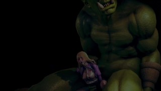 Big ork fucking beautiful princess - 3d hentai animation