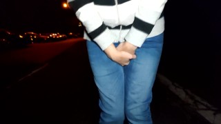 My strong peeing into jeans while i go home from work