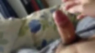 朝勃起からのオナニー射精！