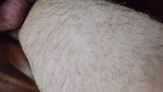 Squirting a big load on my hairy leg