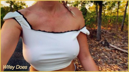 amateur Wife Outdoor Public BIG Tit FLASHING  EXHIBITIONIST DARE