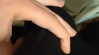 Quick cum wearing cock ring under boxer briefs