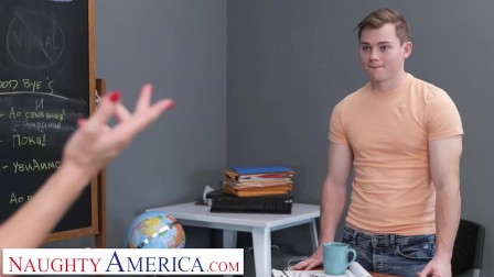Naughty America - Hot Russian teacher, Crystal Rush, drains her student's balls