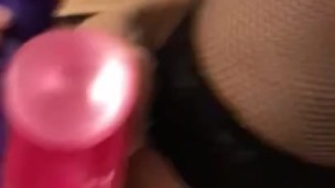 Wife plays with Monster Dildos in strangers house