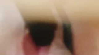 Powerful squirt from small rubber cock
