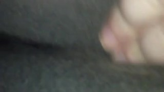 19yo teen with fat pussy plays with clit through pants.