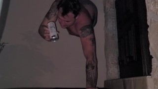 Shotguning a Whiteclaw while doing a handstand
