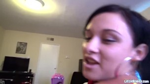 Little Bailey teases her boyfriends cock