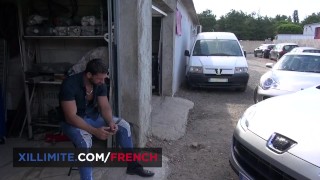 Intense sex in a garage with a busty cougar