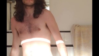 Hot sexy musician shows body to his own music