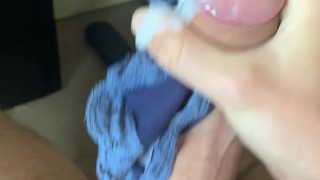 Cum in panties #9 / Every time my gf is over she leaves one of her used panties for me to cum in