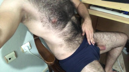 Hot sexy hairy male horny masturbate big cum sperm on table