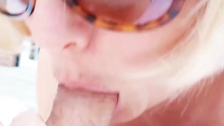 Blonde MILF loves sucking cock for hot cum