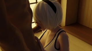 Nier 2B Blowjob a Big Cock With Lewd Sound