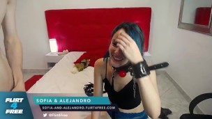 Sofia and Alejandro on Flirt4Free Fetish - Sexy Babe is Ball Gagged and Flogged