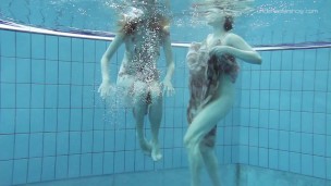 Two dressed beauties underwater Anna Netrebko and Lada Poleshuk