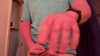 Hot moaning solo guy fingers & cums