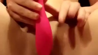 Tiny tits teenager cums hard