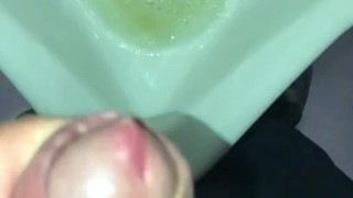 Freshly cleaned urinal at work gets the first piss of the day recorded in slow motion by me