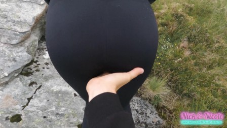 Fit big tit cum slut gets fucked and creampied whilst hiking up a mountain