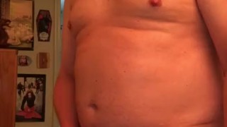 Stroking Lubed Cock In Bathroom