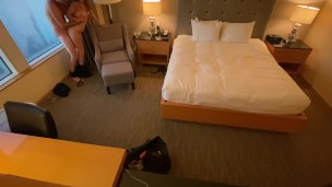 Shy girl fucked in her hotel room
