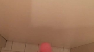 Quick jerk in bathroom before work